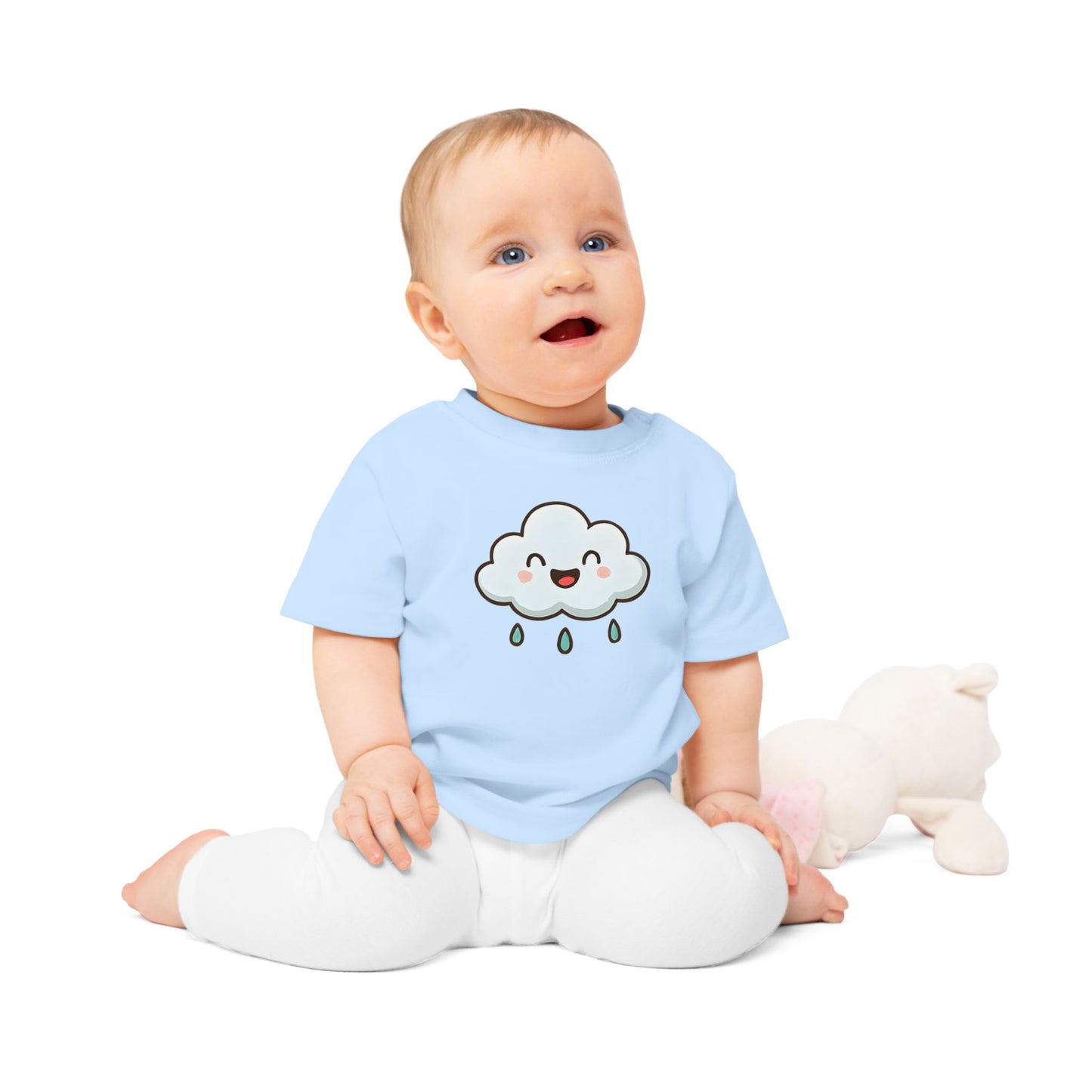 Baby T-Shirt „Happy Cloud“ – Niedliches Wolken-Motiv, Bio-Baumwolle, nachhaltige Babybekleidung für kleine Träumer