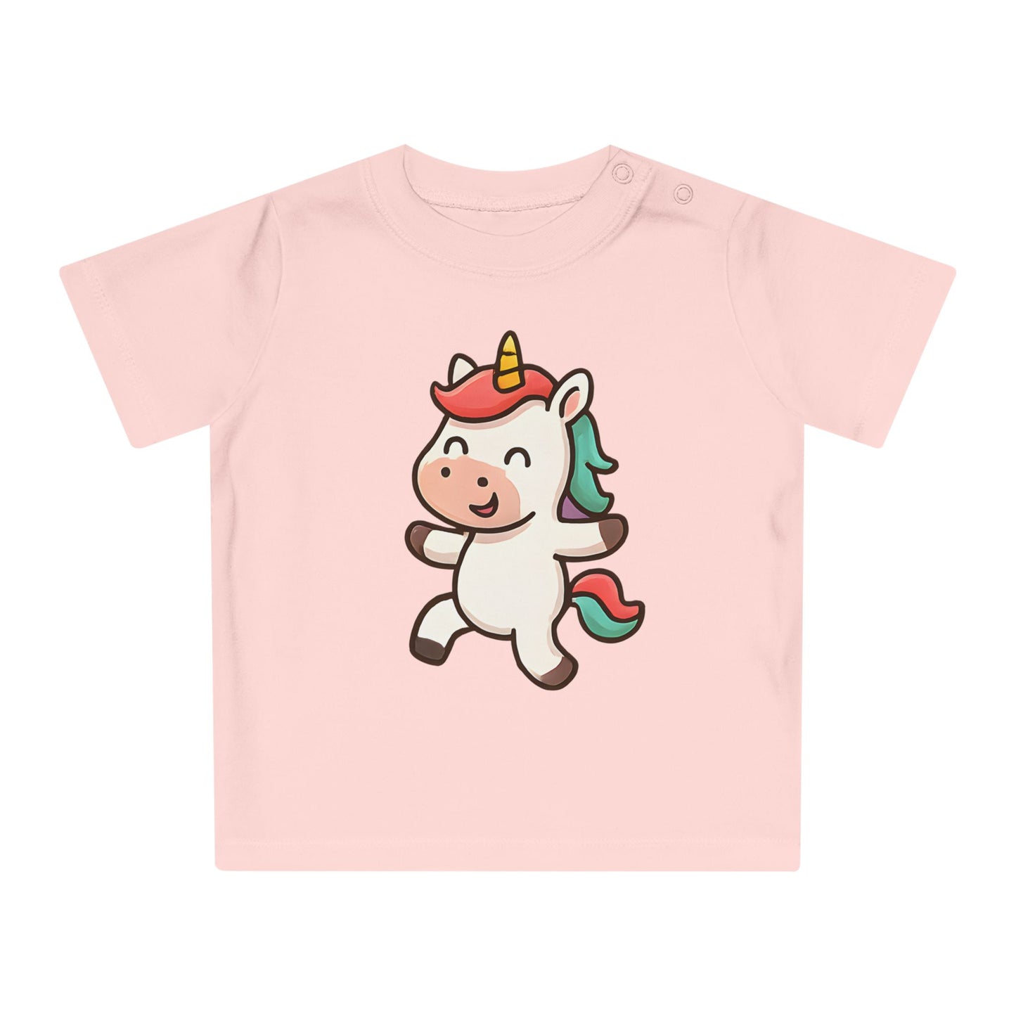Baby T-Shirt „Happy Unicorn“ – Süßes Einhorn-Motiv, Bio-Baumwolle, nachhaltige Babybekleidung für kleine Träumer