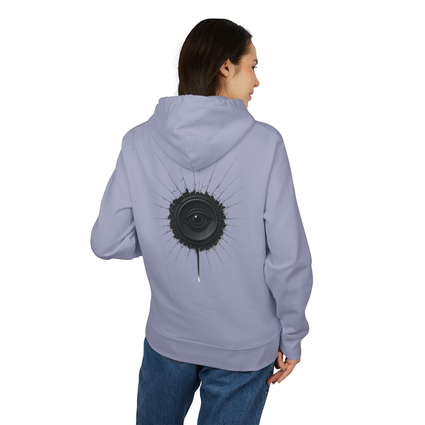 Surreal Sound Hoodie – Unisex Kapuzenpullover mit Lautsprecher-Auge Motiv im Black & White Kunststil