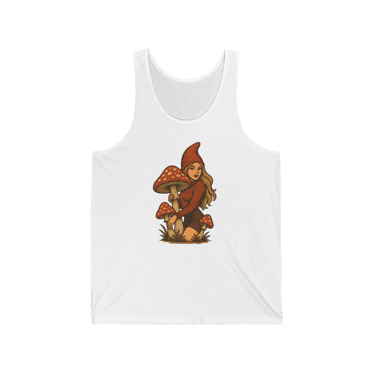 Fantasy Pilzfee Tanktop – Retro Grafik Shirt mit Wald- und Fliegenpilz Design