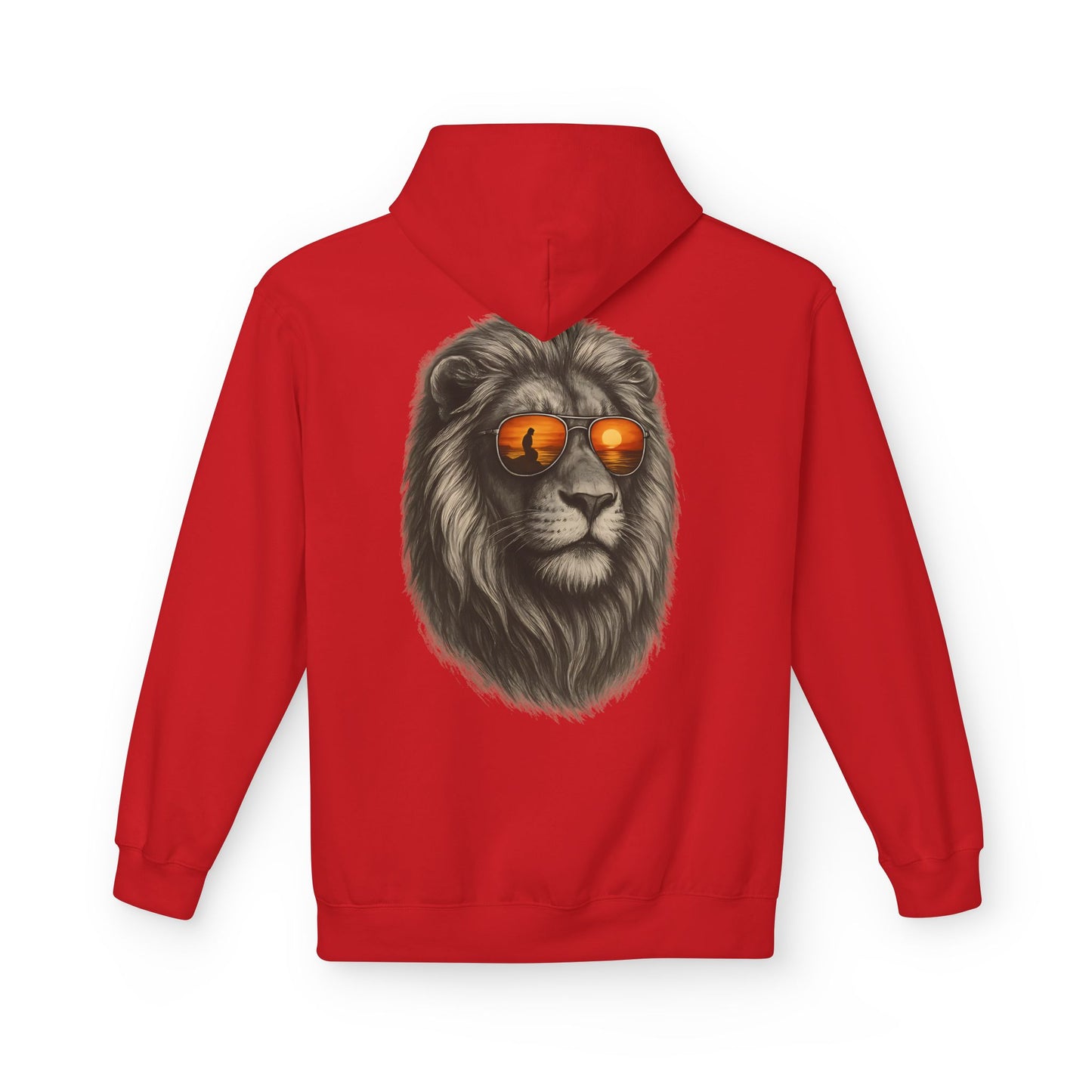 Löwen Hoodie Unisex (Rückenprint) – Stylischer Kapuzenpullover mit Sonnenbrillen-Löwe | Tiermotiv Streetwear für Damen & Herren