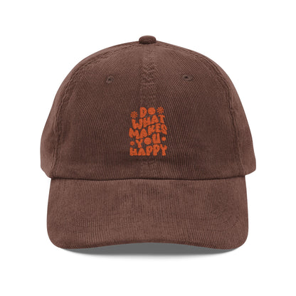 Do What Makes You Happy Cord Cap – Retro Cord Basecap mit Stickerei - Good Vibes, Gift for Friends, Relaxed Fashion