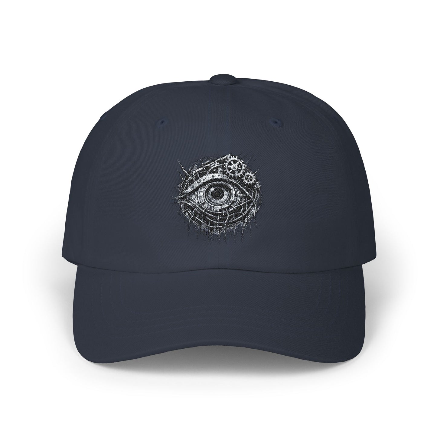 Biomechanisches Auge Cap – Cyberpunk Kappe mit Zahnrädern & Kabeln | Verstellbare Unisex Techwear Basecap