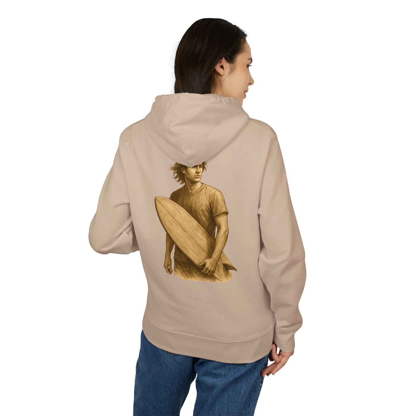 Surfer Hoodie Unisex (Rückenprint) – Oversized Kapuzenpullover mit Surfer-Print | Retro Beach Style für Männer & Frauen