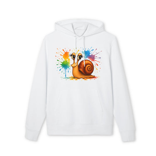 Bunter Schnecken Hoodie (Brustprint) – Lustiger Unisex Kapuzenpullover mit Farbklecks-Design für Kreative & Tierfreunde