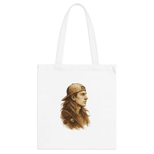 Skater Jutebeutel – Nachhaltige Stofftasche mit Retro Skateboard Motiv – Unisex Streetwear Accessoire