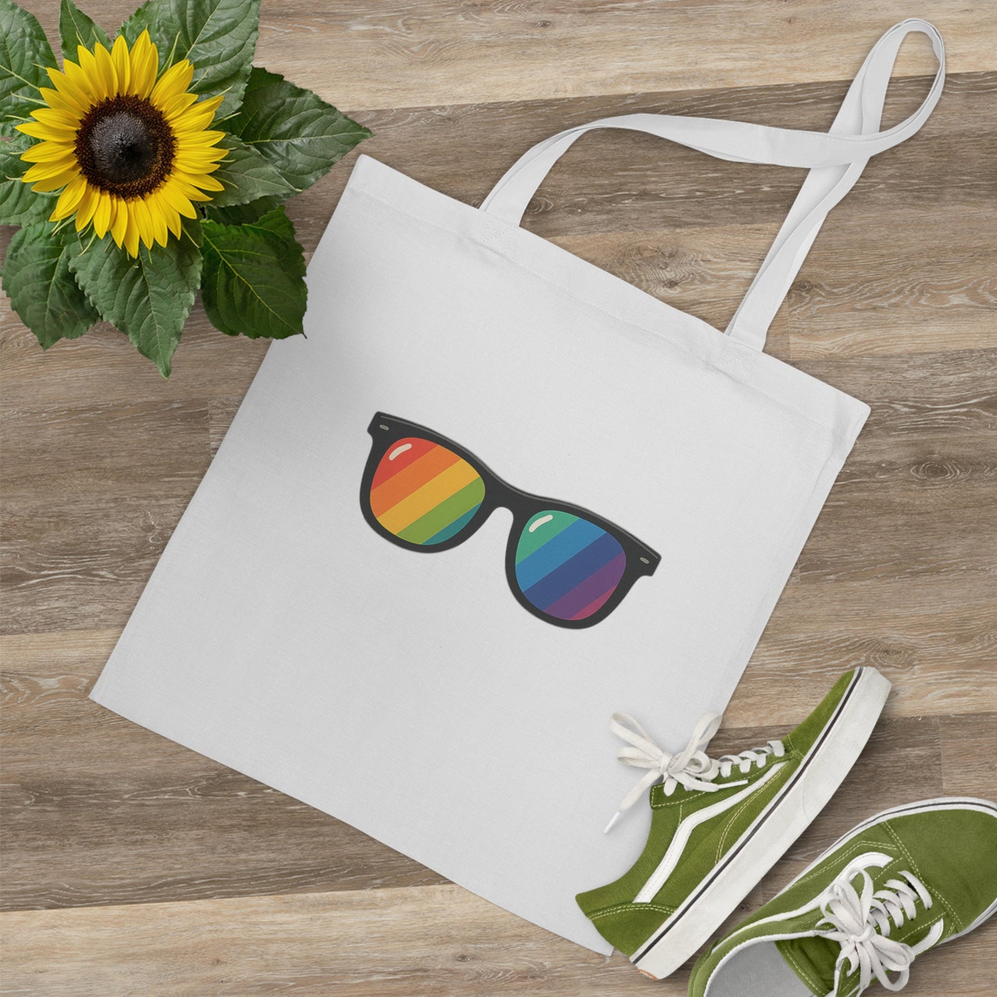 Jutebeutel mit Regenbogen Sonnenbrille – Stylische Baumwolltasche für Pride, Alltag & Festivals
