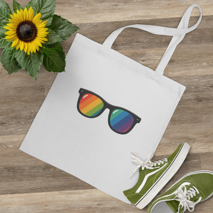 Jutebeutel mit Regenbogen Sonnenbrille – Stylische Baumwolltasche für Pride, Alltag & Festivals