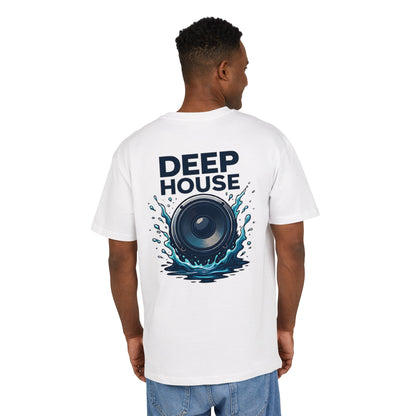 Deep House T-Shirt (Rückenprint) – Stylisches EDM Shirt mit Lautsprecher & Wasser Splash Motiv – Unisex Festival & Clubwear