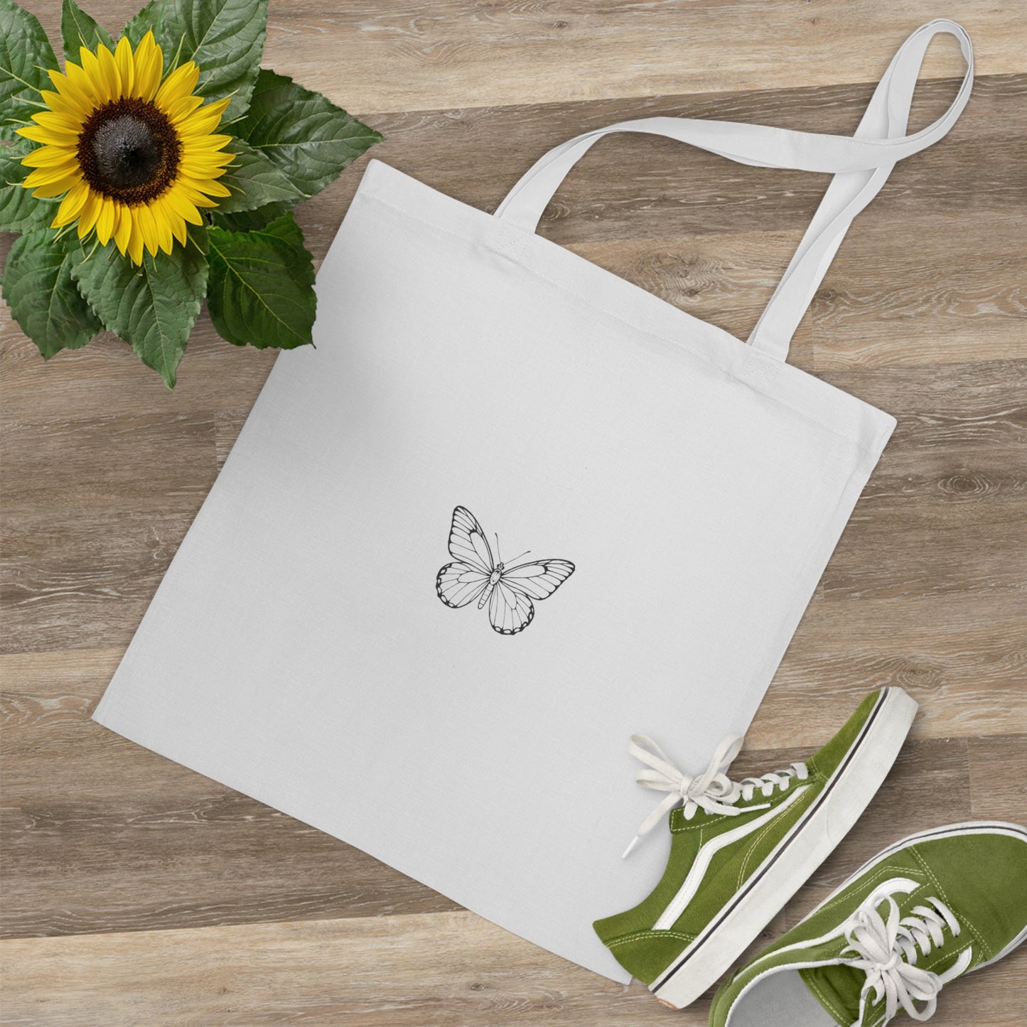 Schmetterling Jutebeutel – Nachhaltige Stofftasche mit Line Art Design | Umweltfreundlicher Shopper für Alltag & Freizeit