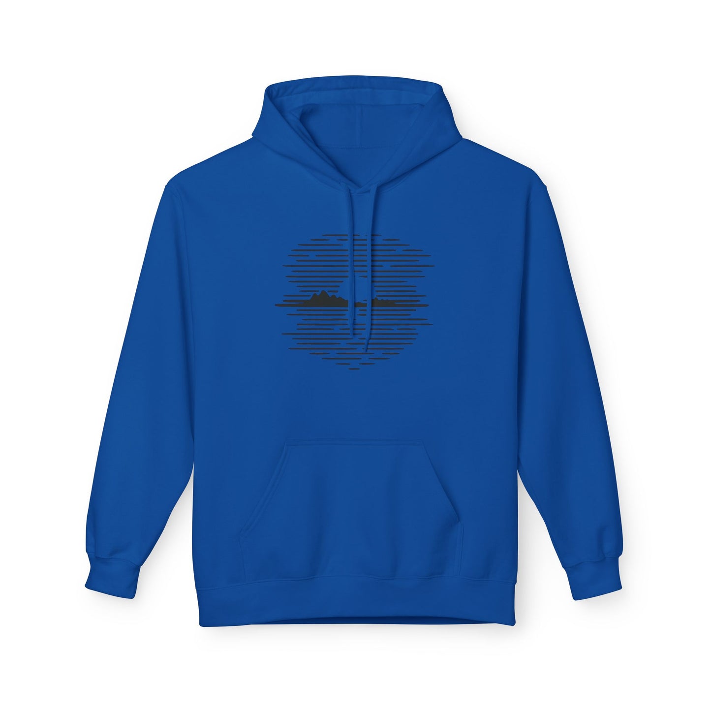 Unisex Hoodie mit Berg-Sonnenuntergang Design (Brustprint) – Minimalistischer Natur Pullover aus Baumwolle