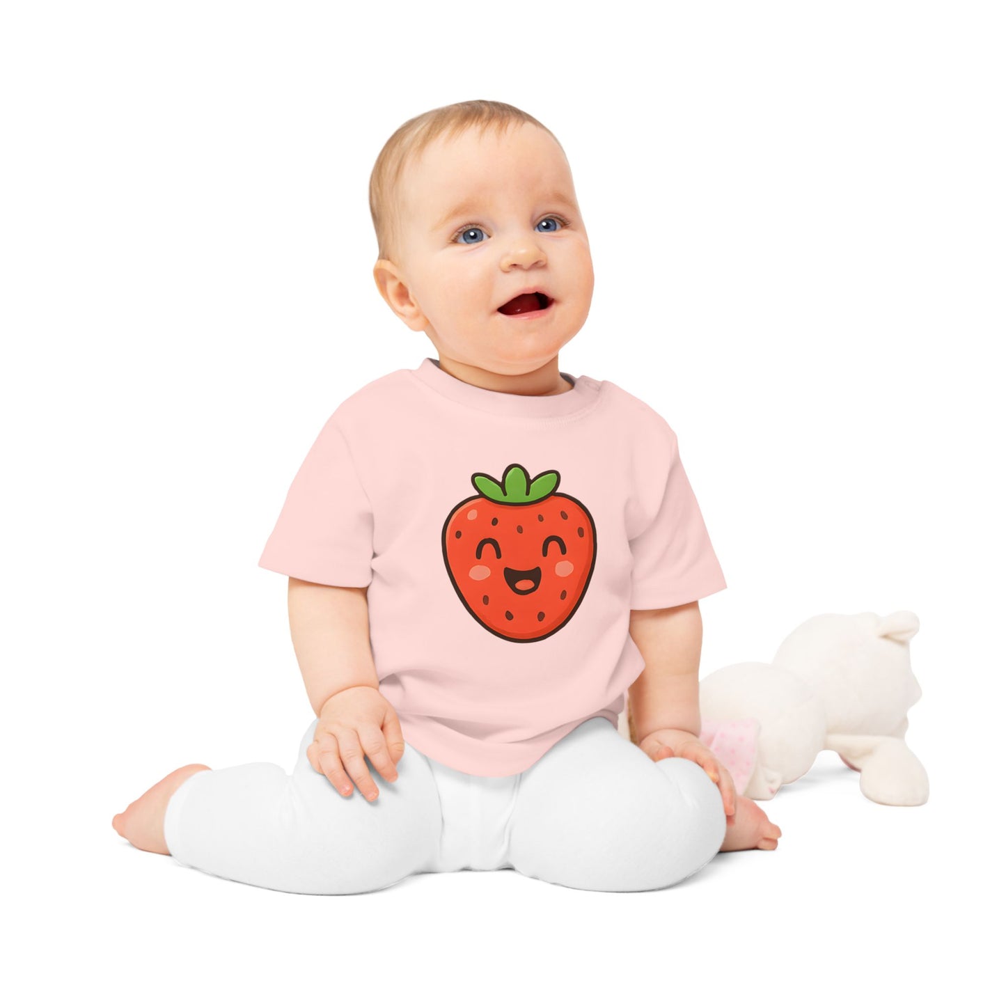 Baby T-Shirt „Sweet Strawberry“ – Süßes Erdbeer-Motiv, Bio-Baumwolle, nachhaltige Babybekleidung für kleine Fruchtliebhaber