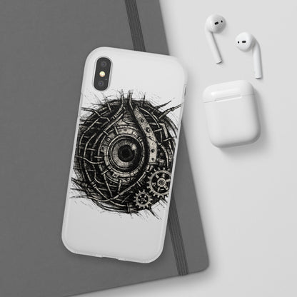 Biomechanisches Auge Handyhülle – Futuristisches Cyberpunk Design mit Zahnrädern & Kabeln | Schutzhülle für iPhone & Android
