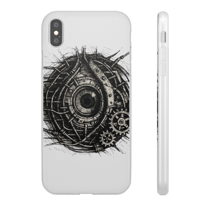 Biomechanisches Auge Handyhülle – Futuristisches Cyberpunk Design mit Zahnrädern & Kabeln | Schutzhülle für iPhone & Android