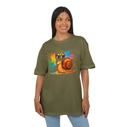 Bunte Schnecke T-Shirt (Brustprint) – Lustiges Unisex Shirt mit Farbklecks-Design für Tierfreunde & Kreative