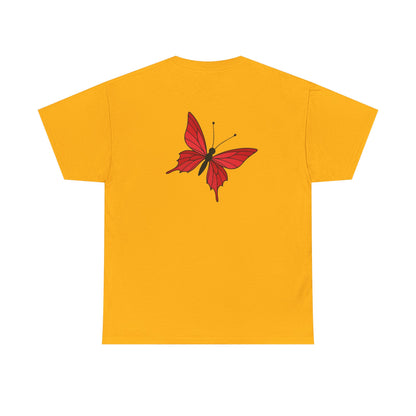 Roter Schmetterling T-Shirt Unisex – Ausdrucksstarkes Butterfly Design | Natur-inspiriertes Baumwollshirt für Damen & Herren