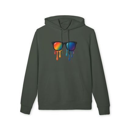 Melting Shades Hoodie (Brustprint) – Stylischer Unisex Hoodie mit bunter Sonnenbrille & Tropf-Effekt | Retro Streetwear für Sommer & Festival