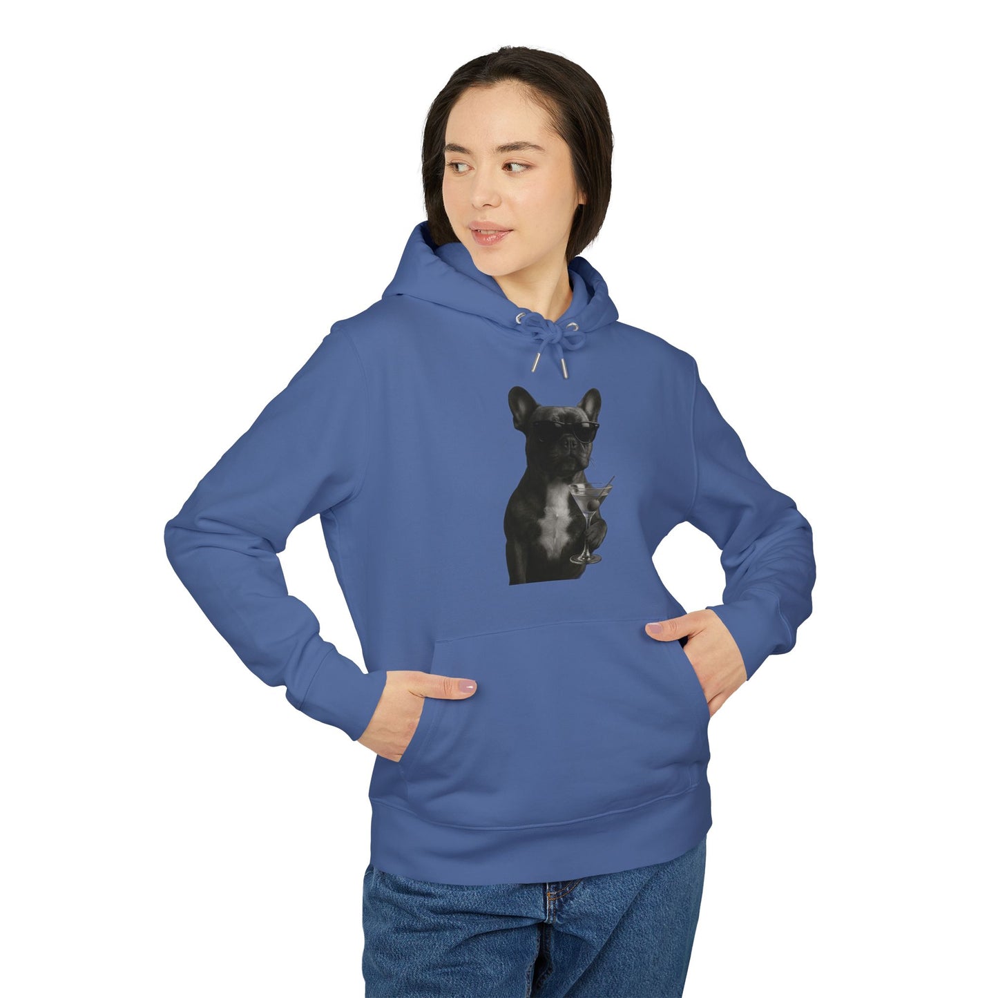 French Bulldog Hoodie (Brustprint) – Lustiger Kapuzenpullover mit Hund & Sonnenbrille – Unisex Streetwear mit Tiermotiv
