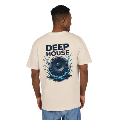 Deep House T-Shirt (Rückenprint) – Stylisches EDM Shirt mit Lautsprecher & Wasser Splash Motiv – Unisex Festival & Clubwear