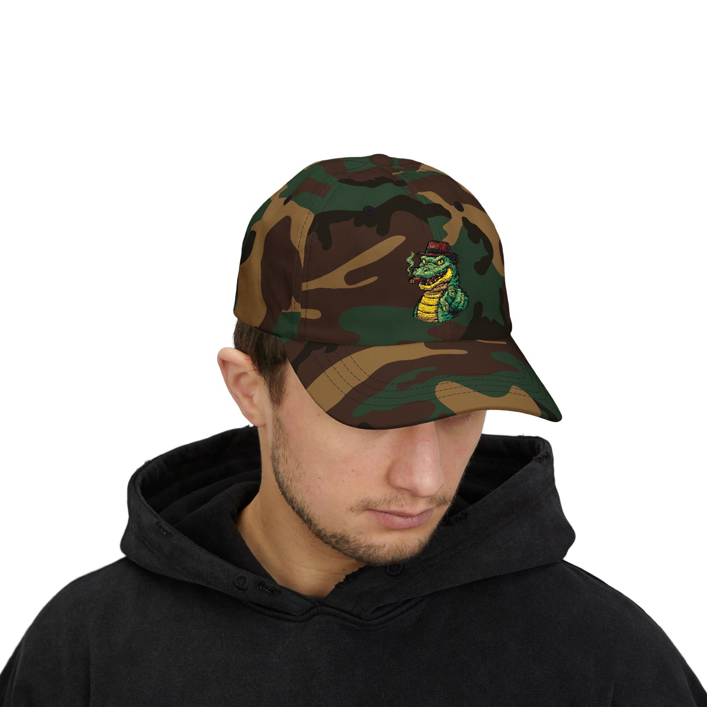 Gangster Alligator Cap – Coole Unisex Baseballcap mit Krokodil, Zigarre & Comic Design