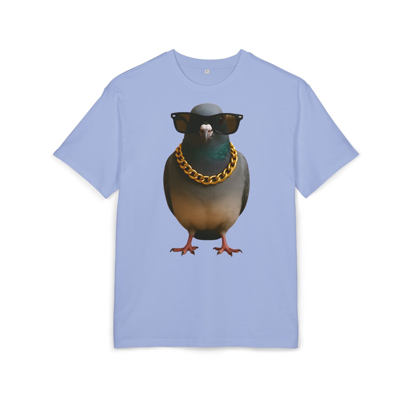 Streetstyle Taube T-Shirt (Brustprint) – Cooles Pigeon Design mit Sonnenbrille & Goldkette für Urban Vibes