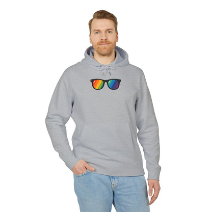 Regenbogen Sonnenbrille Hoodie (Brustprint) – Unisex Kapuzenpullover im bunten Pride Design für Festival & Streetwear