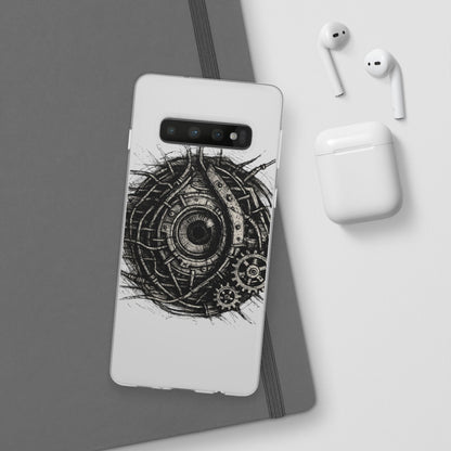 Biomechanisches Auge Handyhülle – Futuristisches Cyberpunk Design mit Zahnrädern & Kabeln | Schutzhülle für iPhone & Android