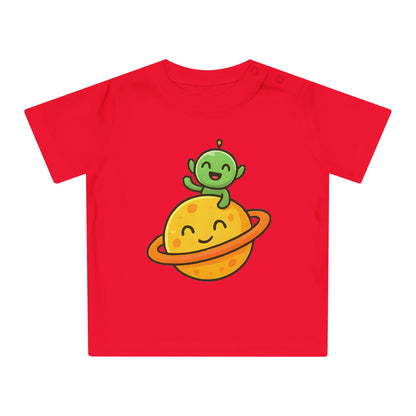 Baby T-Shirt „Space Buddy“ – Süßes Alien & Planet Motiv, Bio-Baumwolle, nachhaltige Weltraum-Babybekleidung