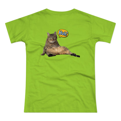 “Huh?” Katze – Lustiges Katzen T-Shirt mit Rückendruck | Für Katzenfans mit Humor