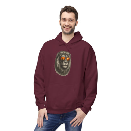 Löwen Hoodie Unisex (Brustprint) – Stylischer Kapuzenpullover mit Sonnenbrillen-Löwe | Tiermotiv Streetwear für Damen & Herren