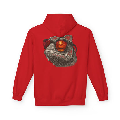 Chamäleon Hoodie Unisex (Rückenprint) – Retro Tiermotiv mit Sonnenbrille & Disco-Design – Lustiger Kapuzenpullover für Festival, Streetwear & Geschenkideen