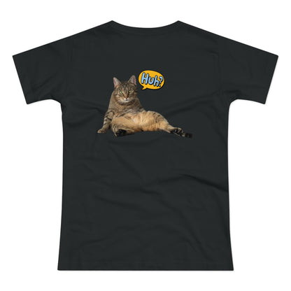 “Huh?” Katze – Lustiges Katzen T-Shirt mit Rückendruck | Für Katzenfans mit Humor