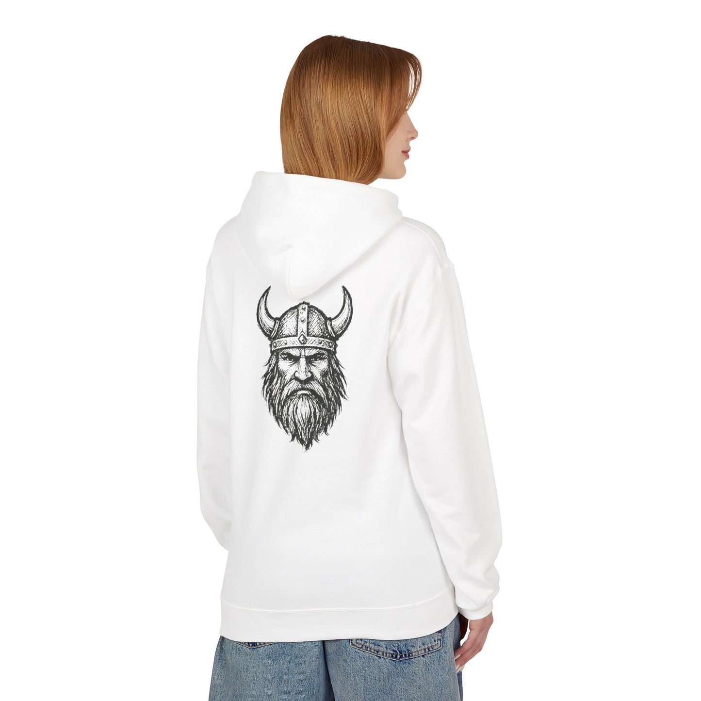 Wikinger Hoodie Unisex – Nordic Warrior Kapuzenpullover mit Bart & Helm Design | Viking Streetwear