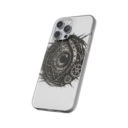 Biomechanisches Auge Handyhülle – Futuristisches Cyberpunk Design mit Zahnrädern & Kabeln | Schutzhülle für iPhone & Android