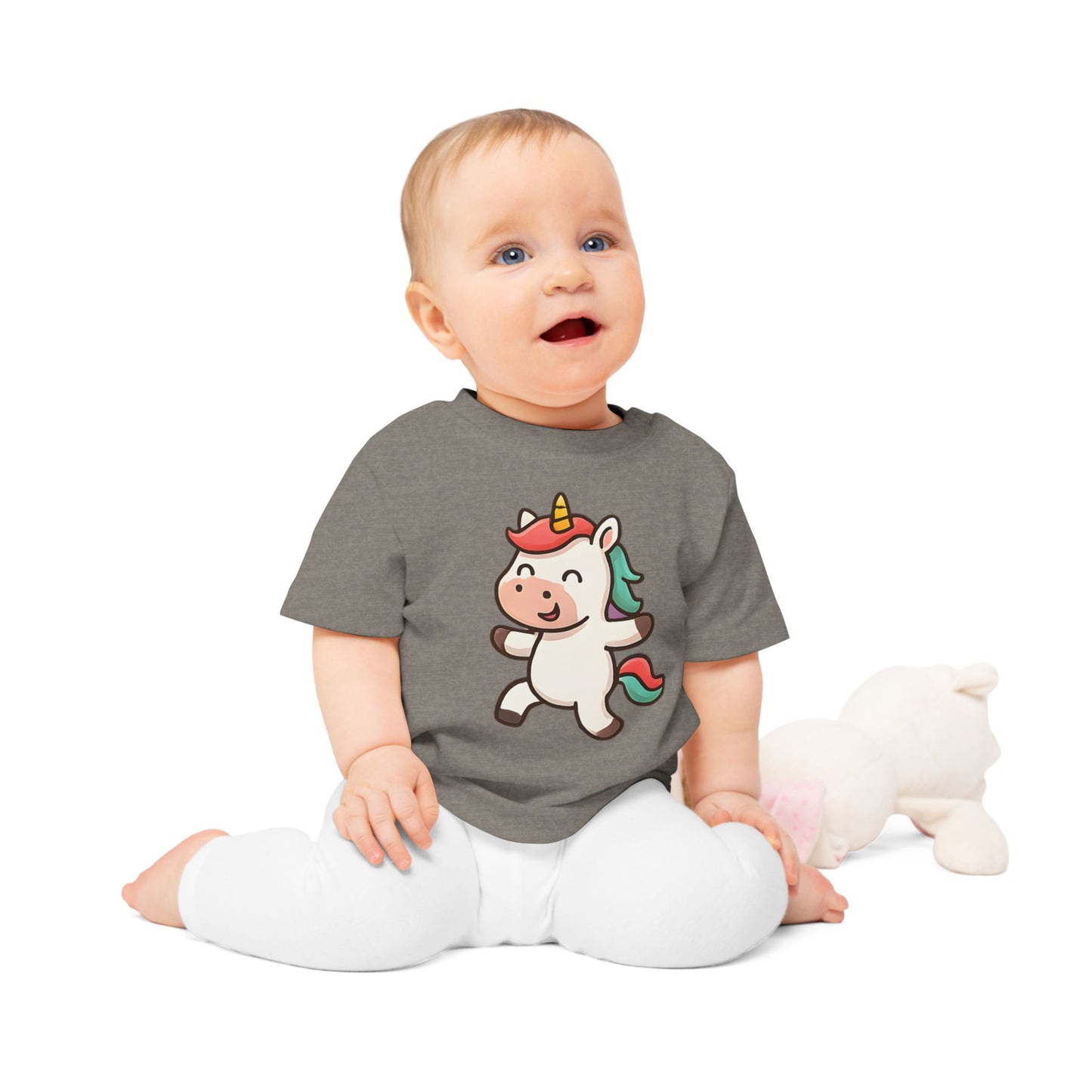 Baby T-Shirt „Happy Unicorn“ – Süßes Einhorn-Motiv, Bio-Baumwolle, nachhaltige Babybekleidung für kleine Träumer