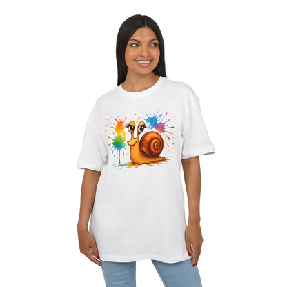 Bunte Schnecke T-Shirt (Brustprint) – Lustiges Unisex Shirt mit Farbklecks-Design für Tierfreunde & Kreative