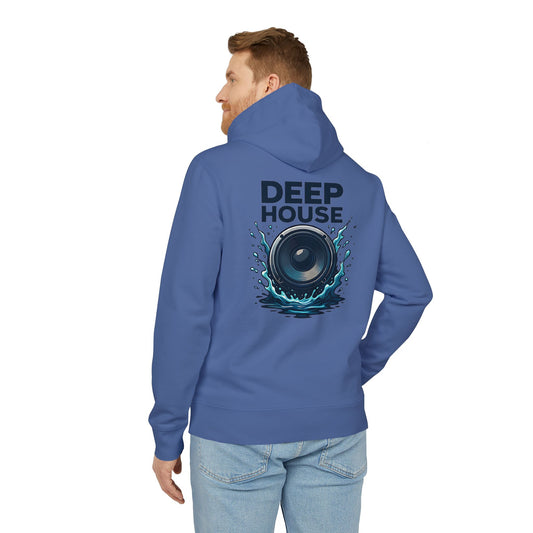 Deep House Hoodie (Rückenprint) – Stylischer Musik Hoodie mit Lautsprecher & Wasser Splash Design – Unisex EDM & Festival Streetwear