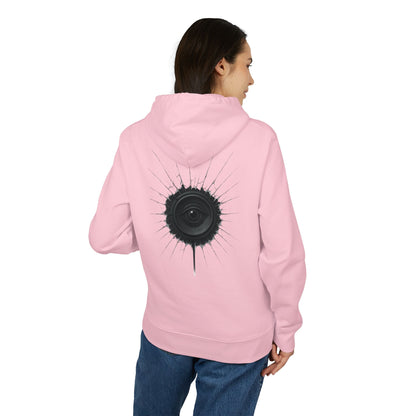 Surreal Sound Hoodie – Unisex Kapuzenpullover mit Lautsprecher-Auge Motiv im Black & White Kunststil