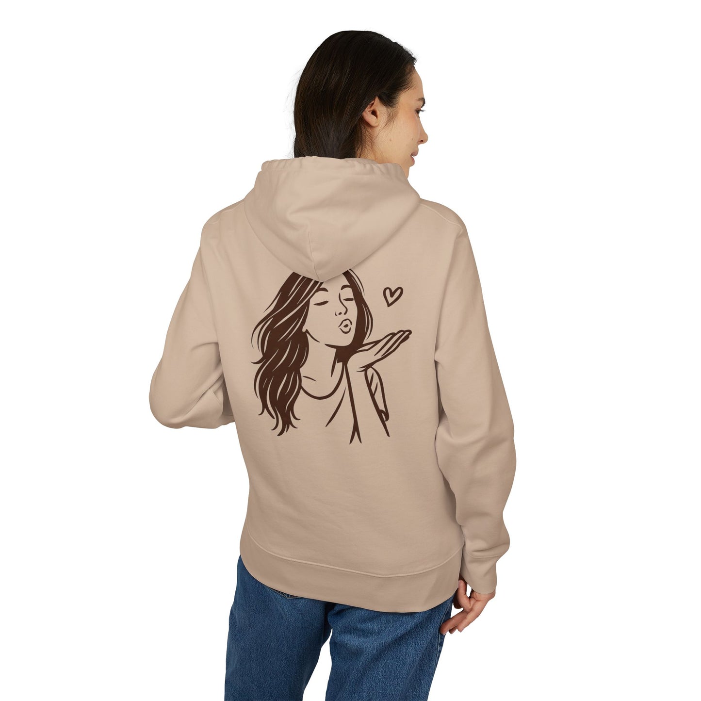 Kusshand Hoodie Unisex (Rückenprint) – Romantischer Love Hoodie mit Herz Motiv, Stylisches Geschenk für Valentinstag & Paare
