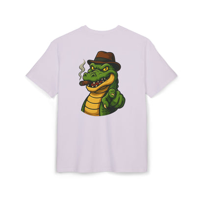 Gangster Alligator T-Shirt (Rückenprint) – Cooles Unisex Shirt mit Zigarren-Krokodil im Retro Comic Style