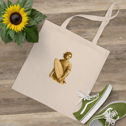 Surfer Jutebeutel – Nachhaltige Stofftasche mit Surf Design | Unisex Beach Bag für Wellenreiter & Naturfreunde