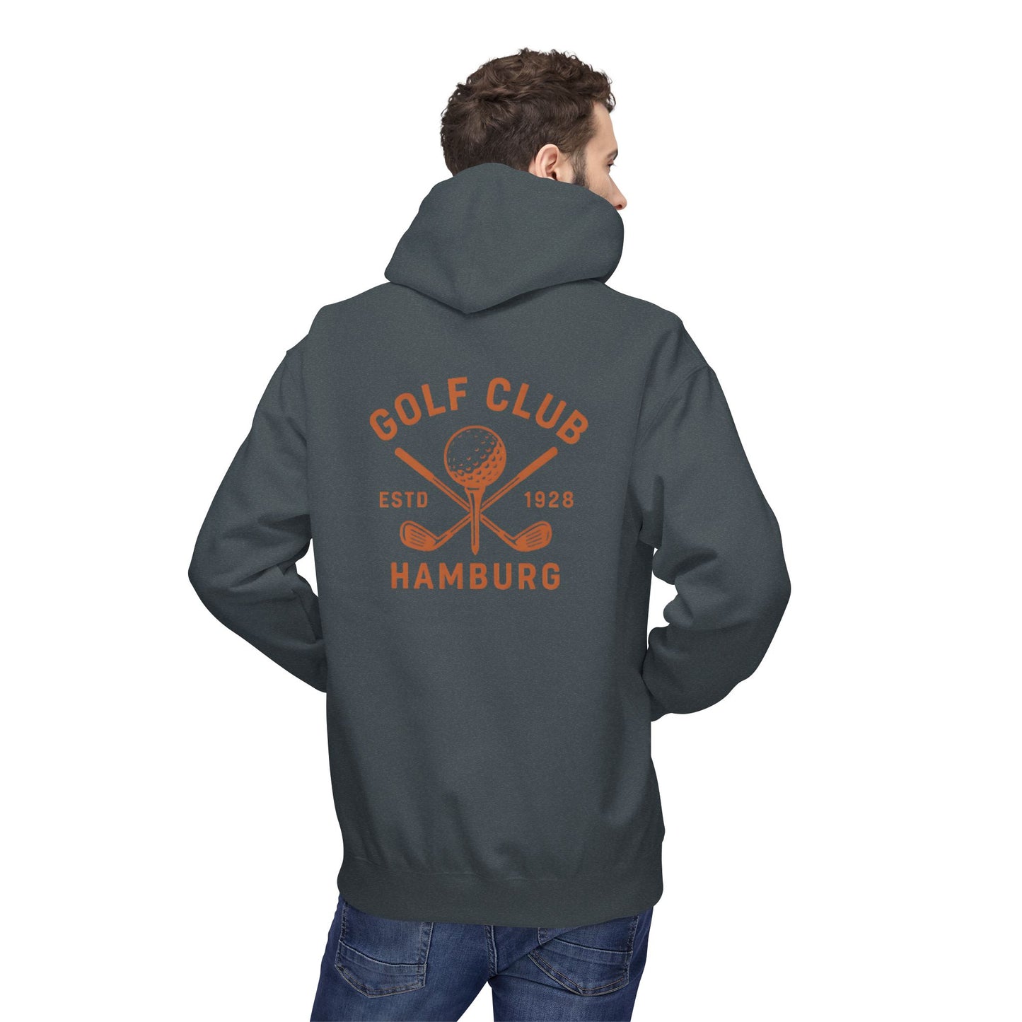 Vintage Golf Club Hamburg Hoodie (Rückenprint) – Retro Kapuzenpullover Estd. 1928 für Herren & Damen