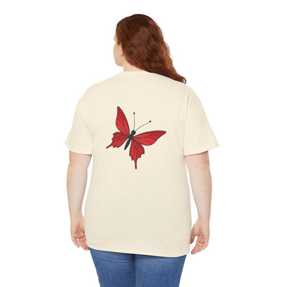 Roter Schmetterling T-Shirt Unisex – Ausdrucksstarkes Butterfly Design | Natur-inspiriertes Baumwollshirt für Damen & Herren