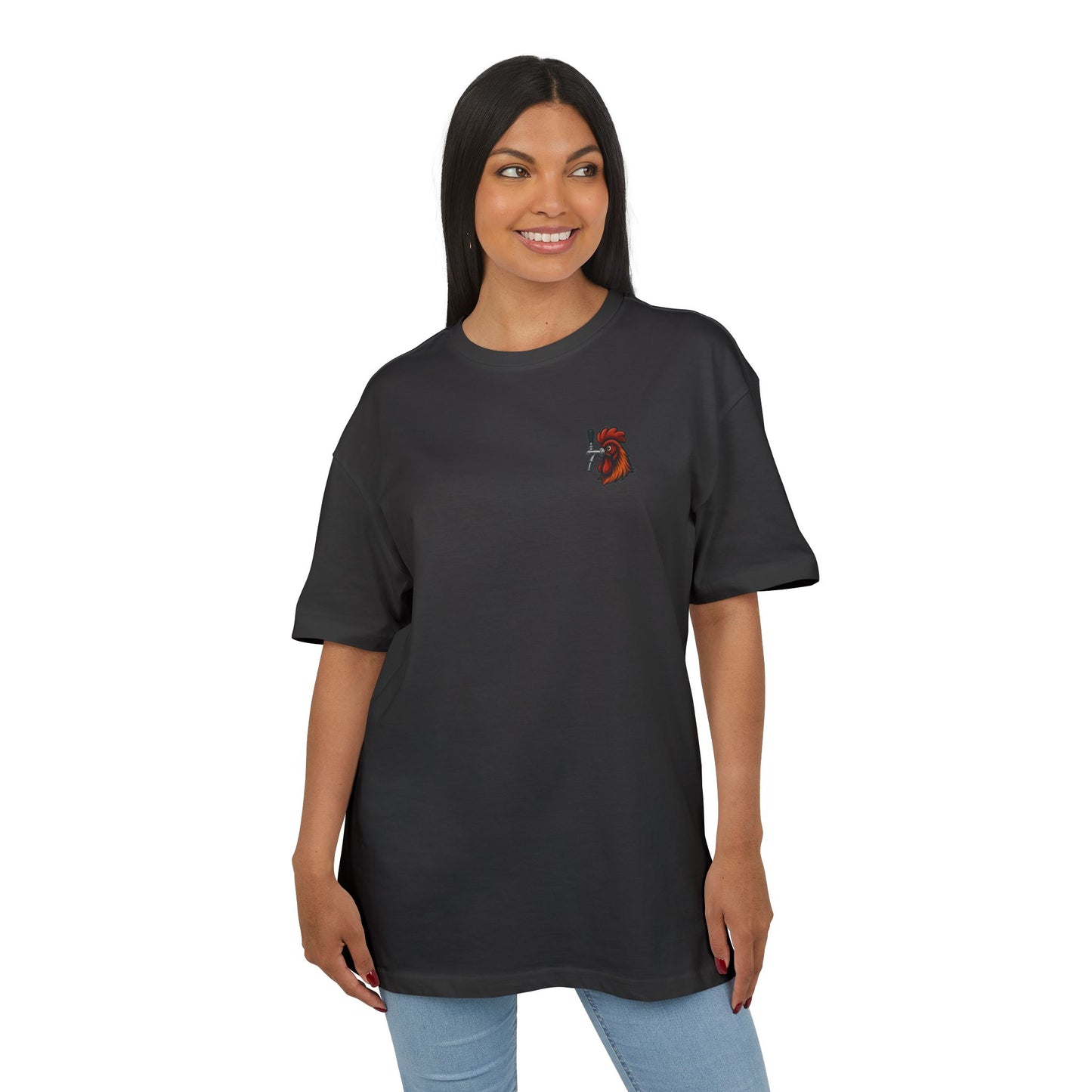 Bierhahn T-Shirt (Brustprint) – Lustiges Hahn mit Zapfhahn Motiv für Bierliebhaber & Grillfans – Unisex Funshirt