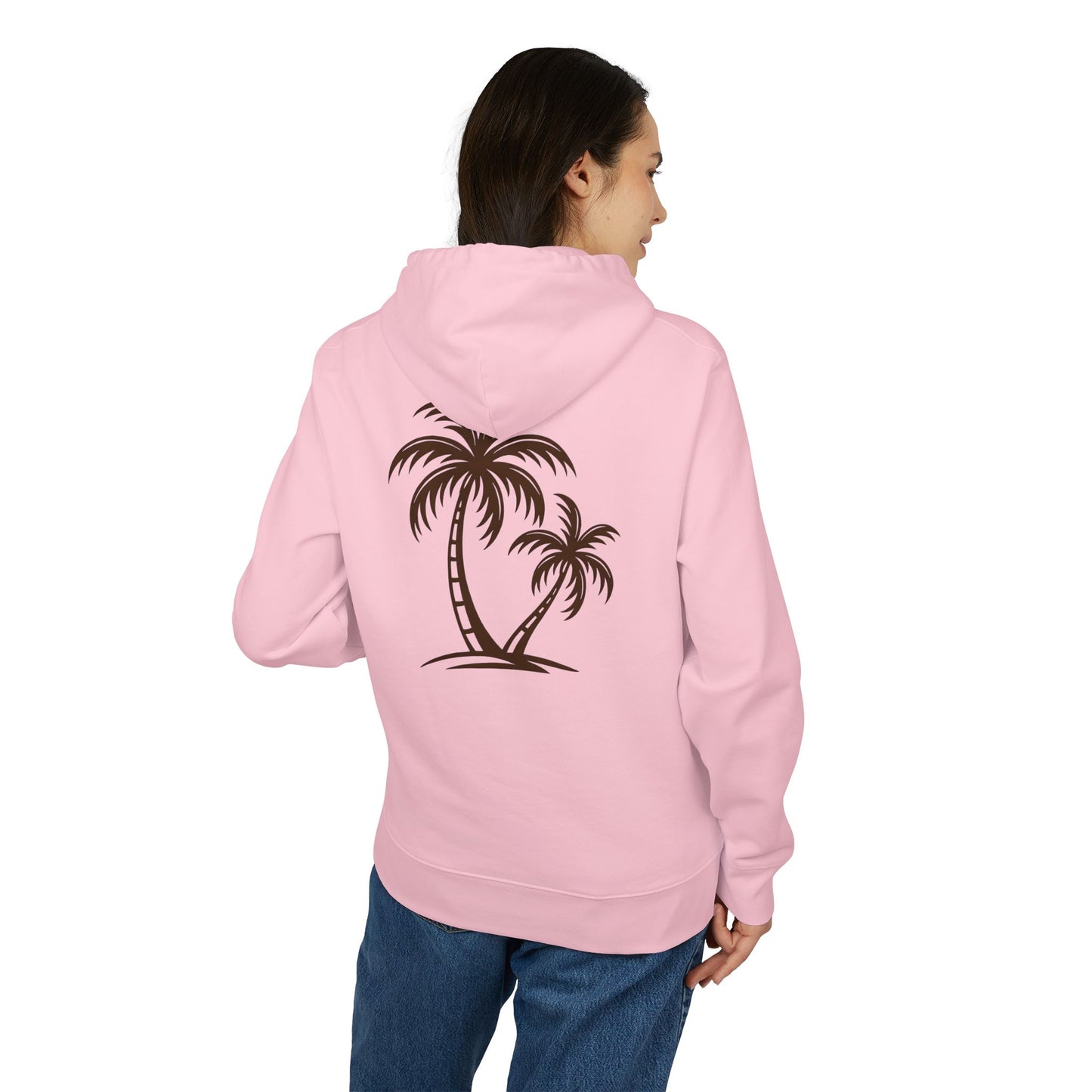 Palmen Hoodie Unisex (Rückenprint) – Tropischer Kapuzenpullover im Strand-Design | Sommerlicher Boho Look aus Baumwolle