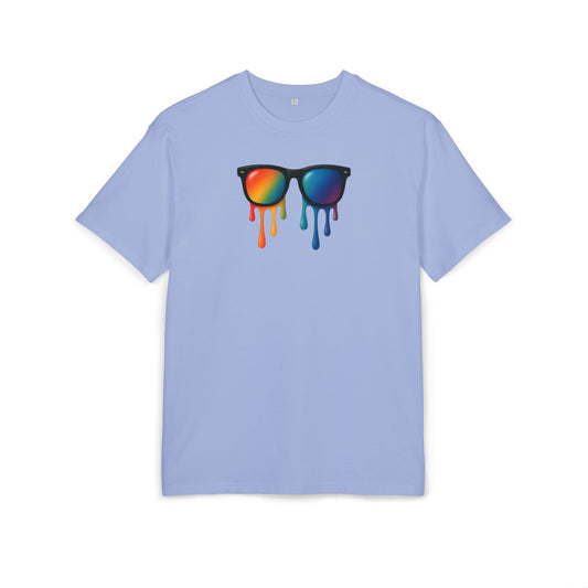 Melting Rainbow Shades T-Shirt (Brustprint) – Stylisches Unisex Shirt mit bunter Sonnenbrille & Farbverlauf | Cooles Sommer & Festival Design