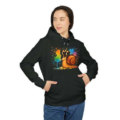 Bunter Schnecken Hoodie (Brustprint) – Lustiger Unisex Kapuzenpullover mit Farbklecks-Design für Kreative & Tierfreunde