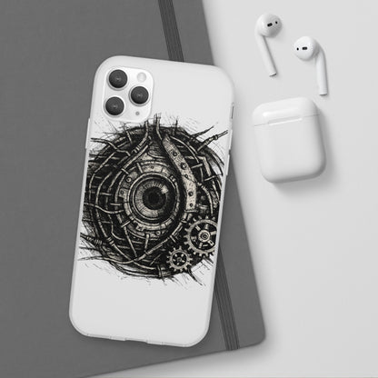 Biomechanisches Auge Handyhülle – Futuristisches Cyberpunk Design mit Zahnrädern & Kabeln | Schutzhülle für iPhone & Android
