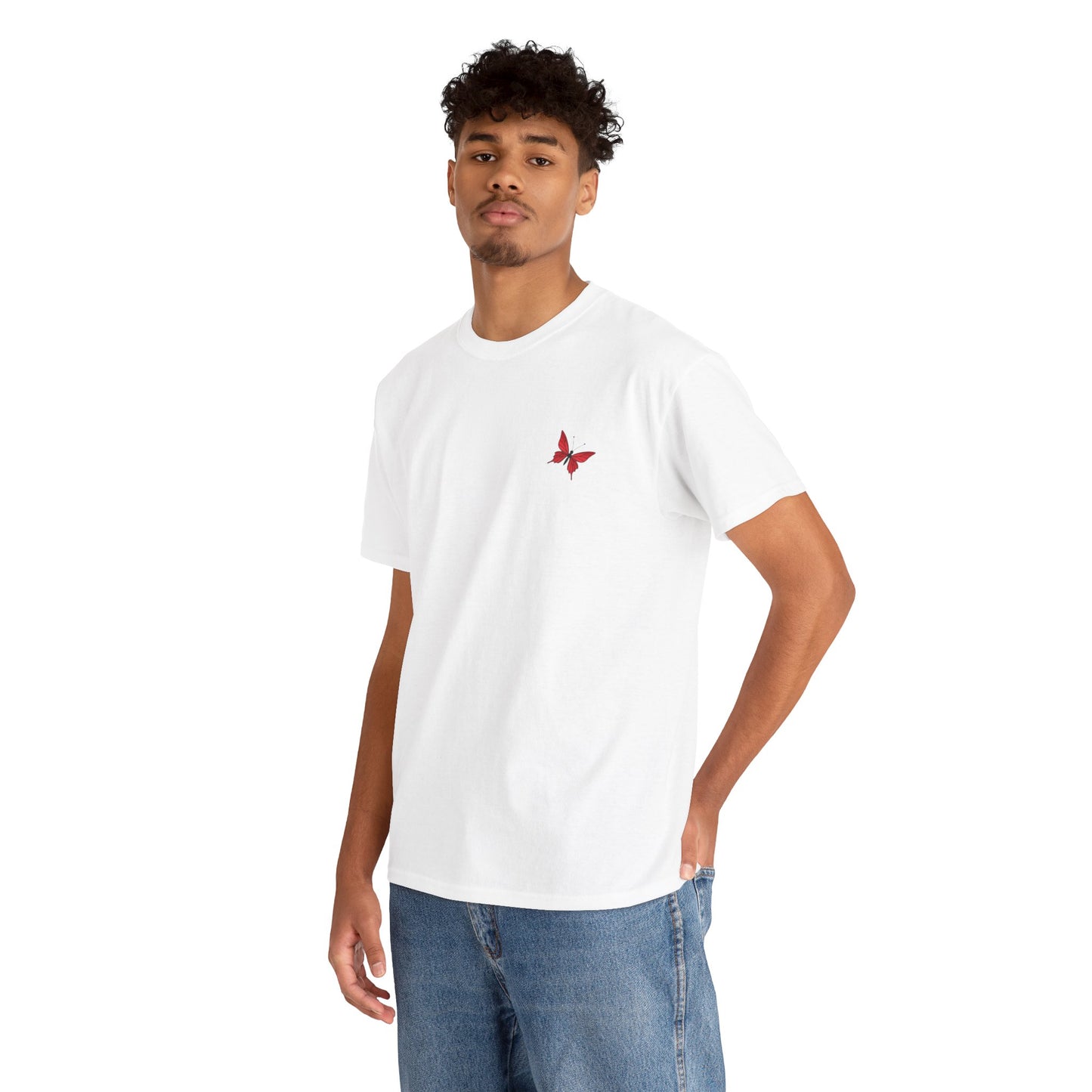 Roter Schmetterling T-Shirt Unisex – Ausdrucksstarkes Butterfly Design | Natur-inspiriertes Baumwollshirt für Damen & Herren
