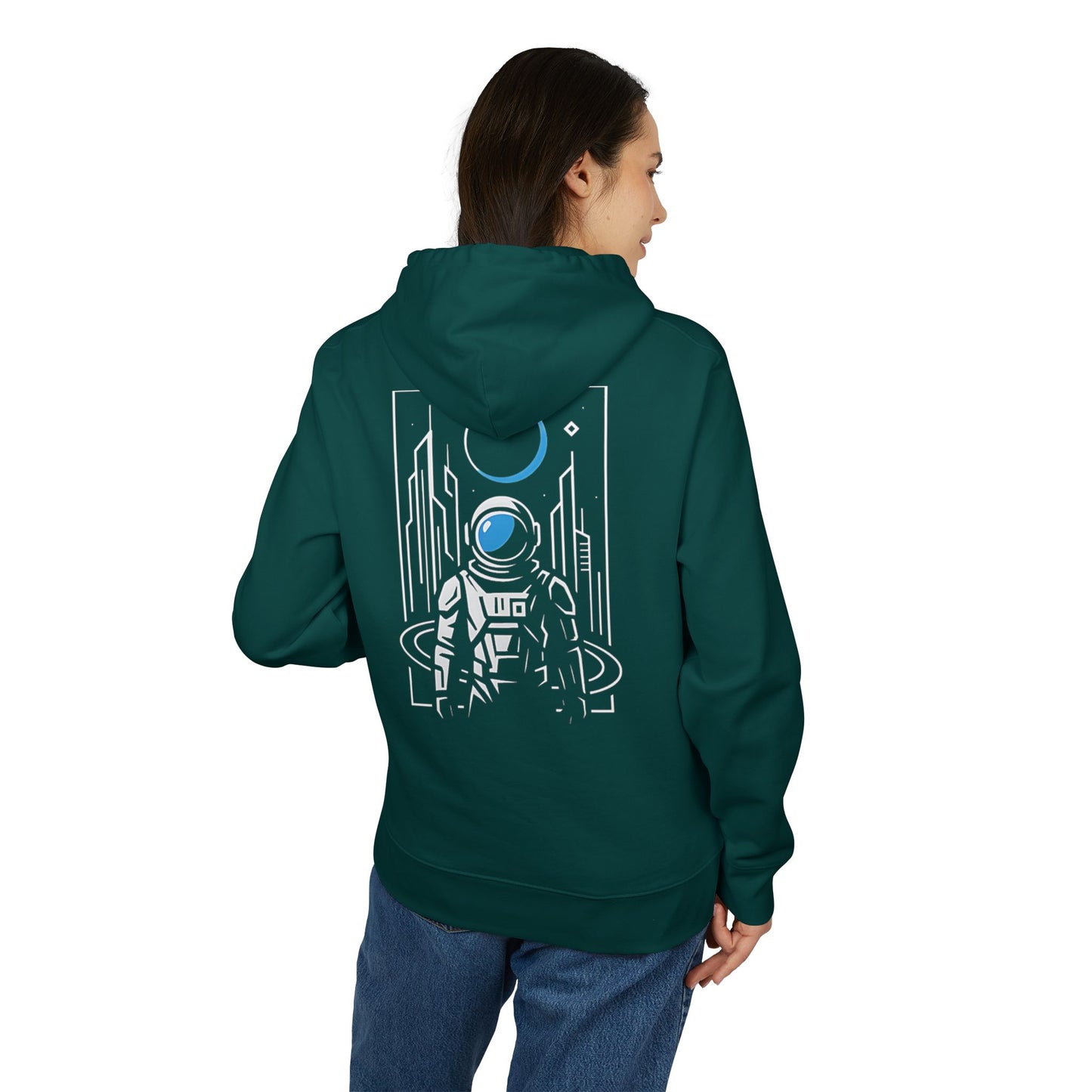Futuristischer Astronaut Hoodie (Rückenprint) – Unisex Kapuzenpullover mit Space Design & Sci-Fi Motiv – Oversize Streetwear für Weltraum-Fans